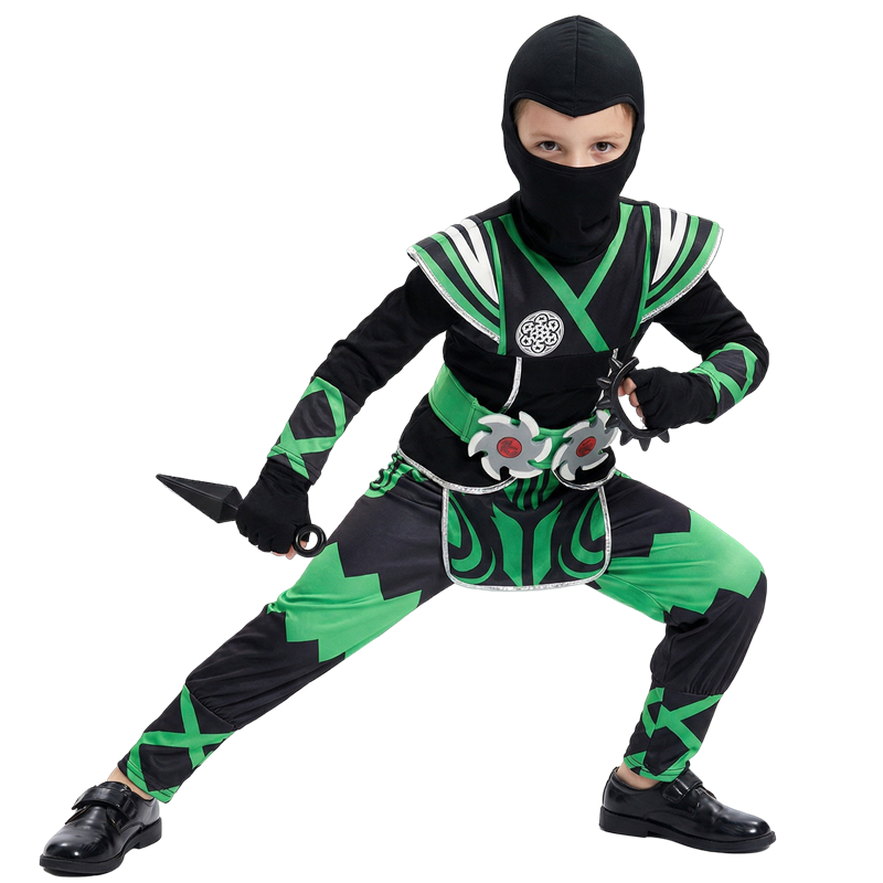 Kids Cosplay Anime - Japanse Ninja-kostuumset voor kinderen Groene Samurai-aankleding