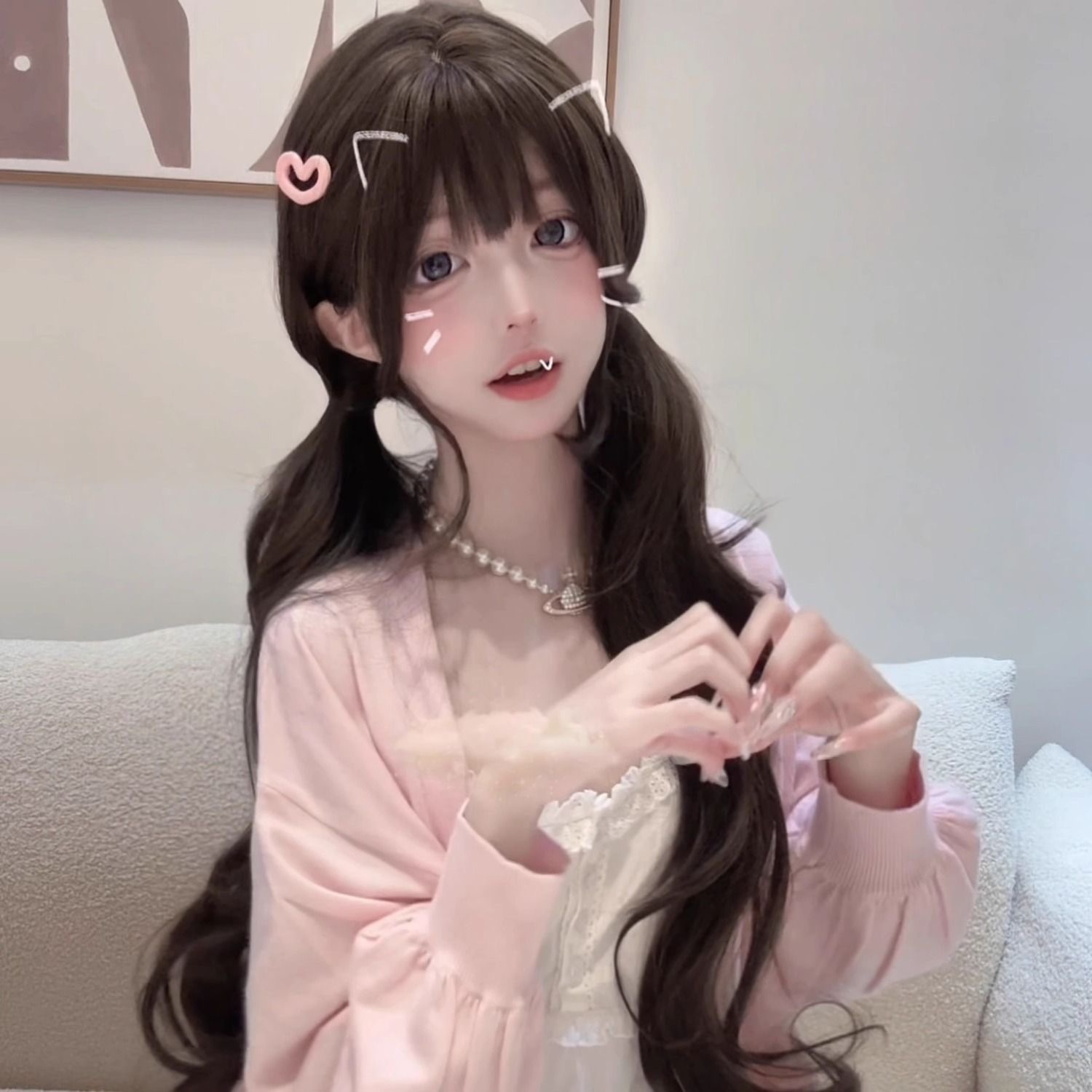 Anime Cosplay Girl Photo - 75cm synthetische lange golvende Lolita cosplay