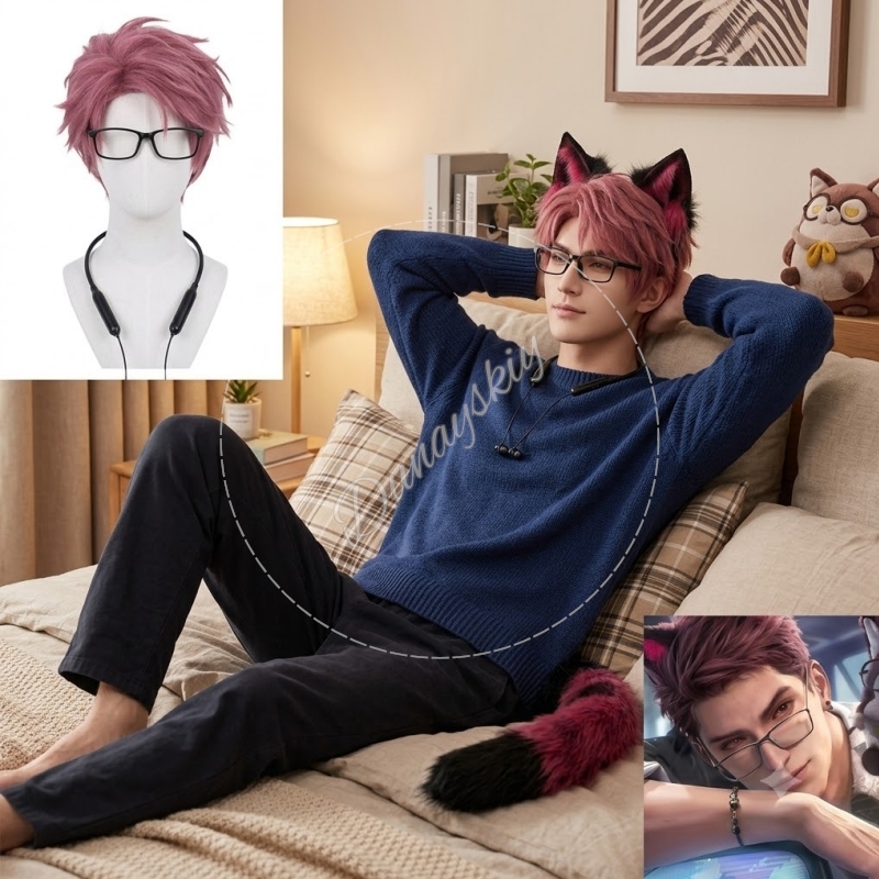 Anime Cosplay Glasses - Valko Cosplay Bril Oortelefoon Set Wolf