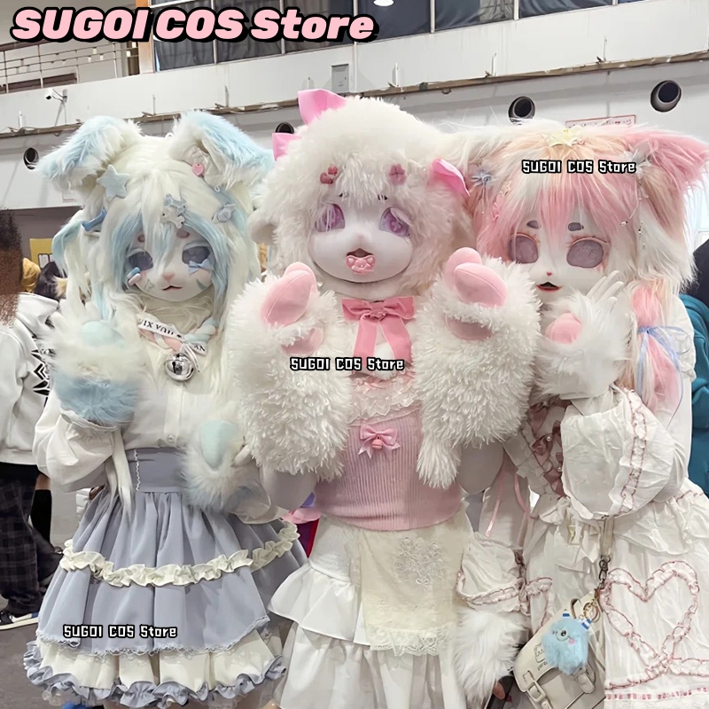 Anime Cosplay Cat - aBcSCS*Fursuit Hoofd Kigurumi Schattig Harig Masker