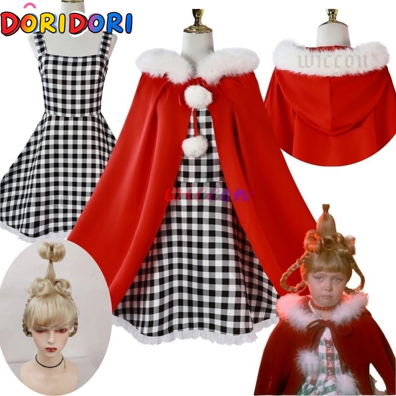 Kids Cosplay Anime - Anime Cindy Lou Cosplay Kostuum Geruite